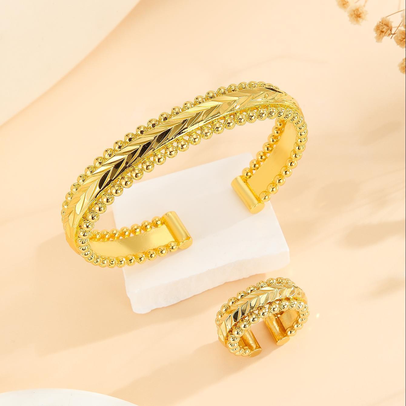 2pcs Vintage Gold Plated Bracelet Vacuum Electroplating