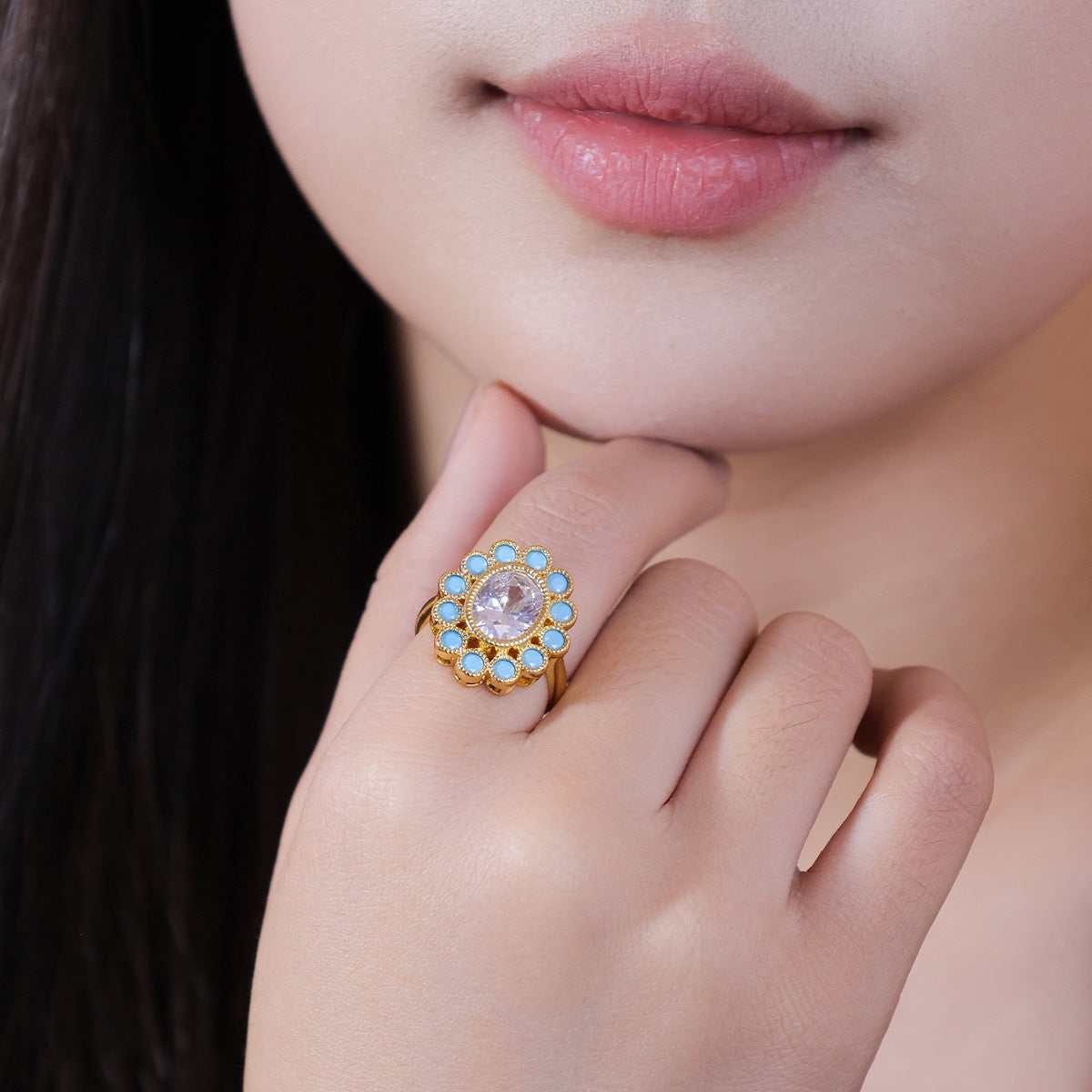 Retro Affordable Luxury Elegant Turquoise High-grade All-match Small Ring - Swefashionstore
