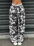 Camouflage Fashionable Slim High Waist Straight Trousers - Swefashionstore