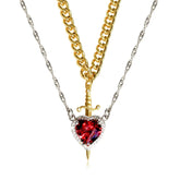 Heart And Sword Necklace Set - Swefashionstore