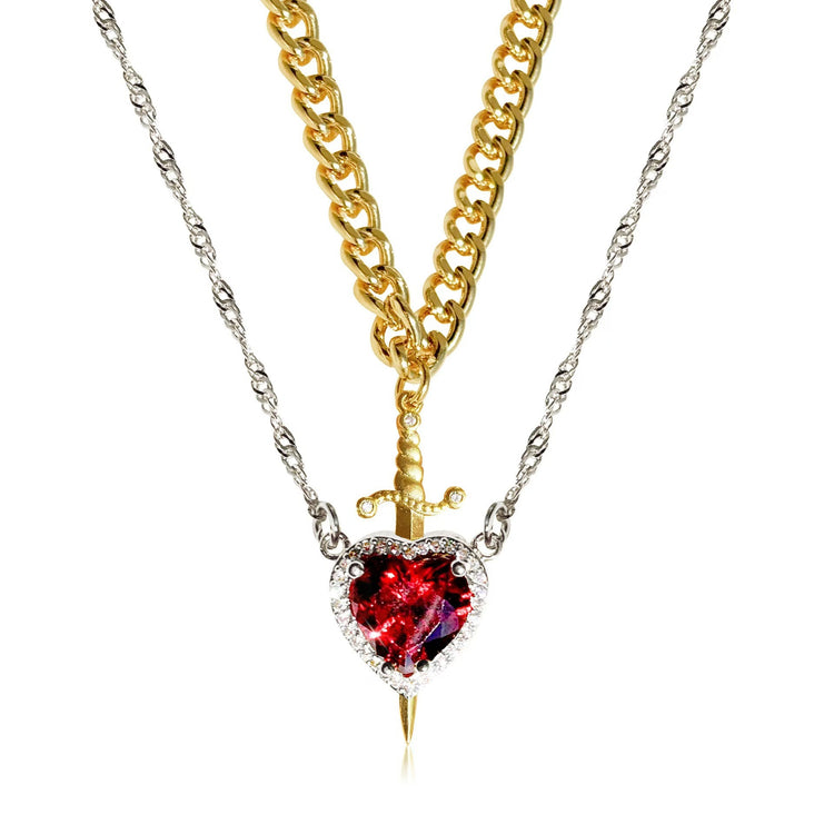 Heart And Sword Necklace Set - Swefashionstore