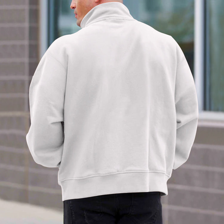 Solid Color Zipper Sweatshirt Men&