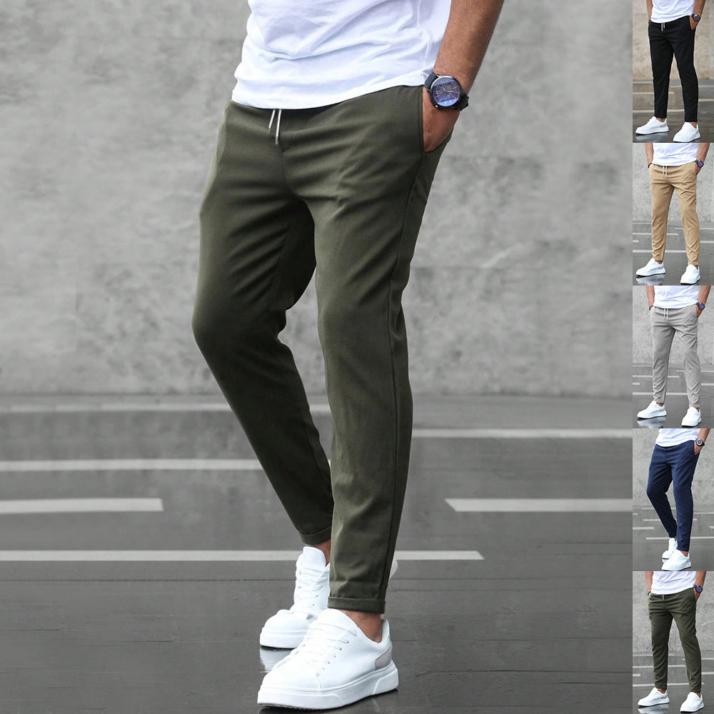Herren Freizeithose mit Taschen Modische Slim-Fit-Hose mit Kordelzug
