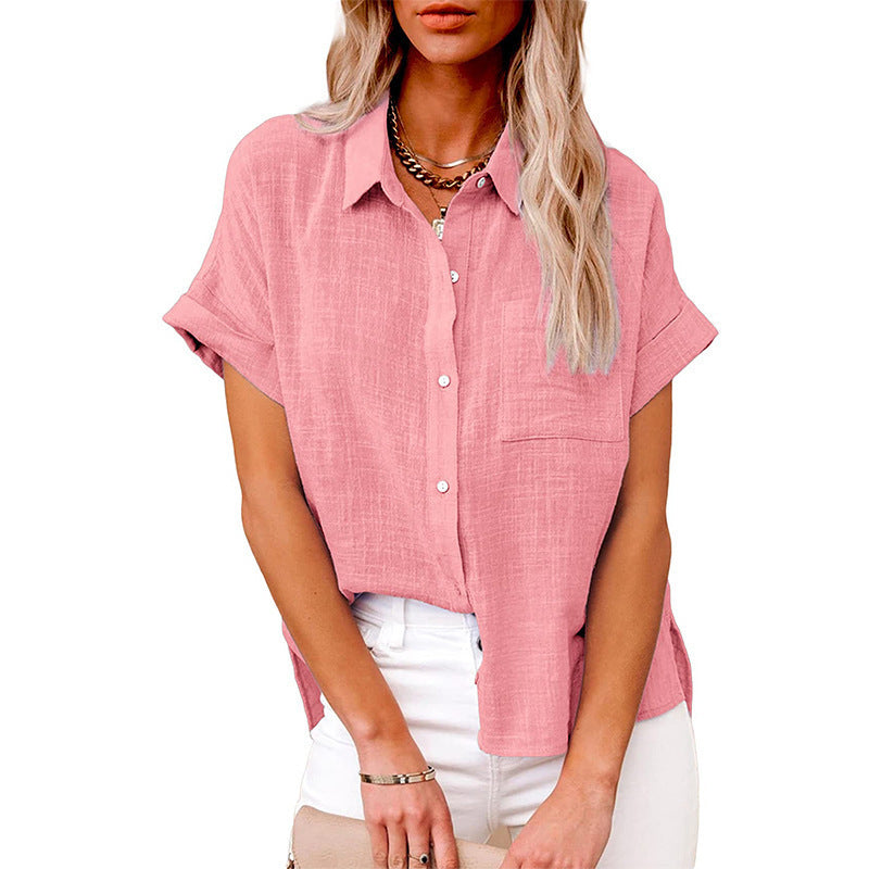 Summer Lapel Short Sleeve Shirt With Pockets - Swefashionstore