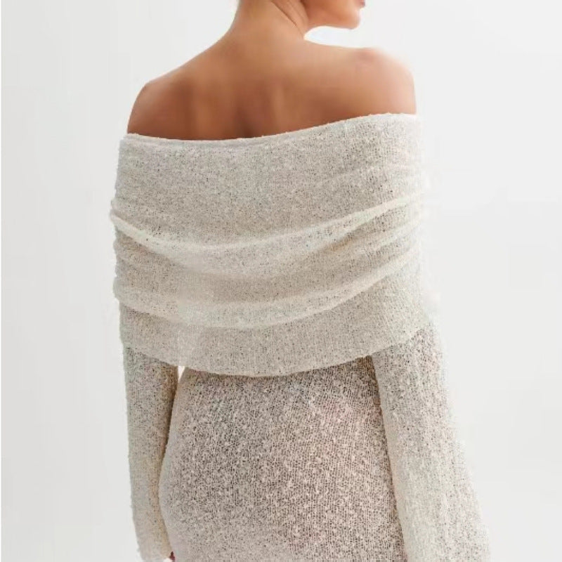 New Summer Knitted Dress Elegant Stylish Mini Neck Dress