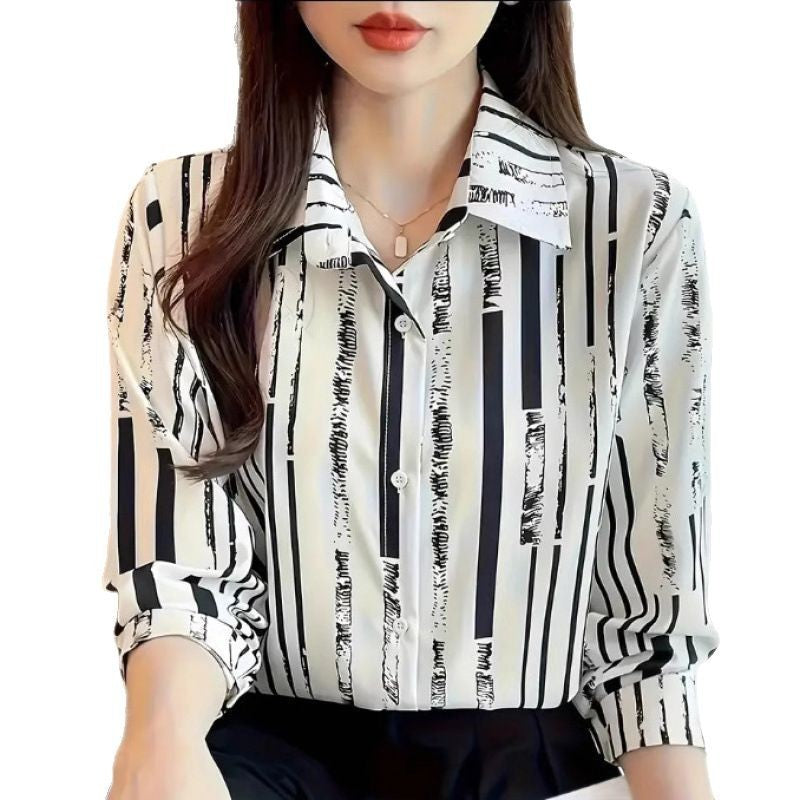 Fashion Casual Shirt Digital Printing Lapel Long Sleeve Shirt - Swefashionstore