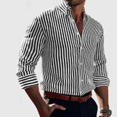 Ins Stripe Printed Long Sleeve Shirt Men Fashion Casual Lapel Button Top Clothing - Swefashionstore