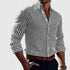 Ins Stripe Printed Long Sleeve Shirt Men Fashion Casual Lapel Button Top Clothing - Swefashionstore