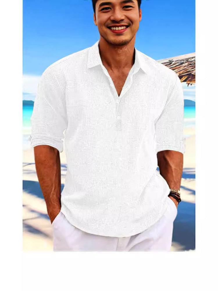 Long Sleeve Loose-Fit Solid Color Shirt - Swefashionstore