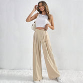 Summer New Solid Color Pleated Casual Wide-leg Pants - Swefashionstore