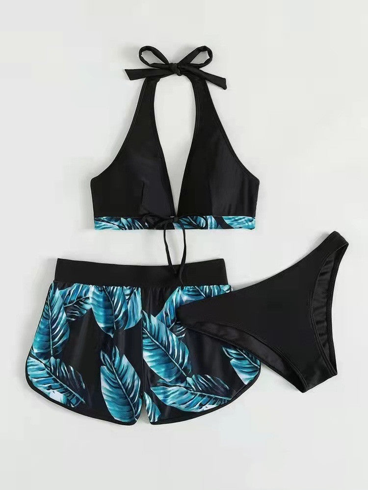 3-teiliger Bikini mit Shorts