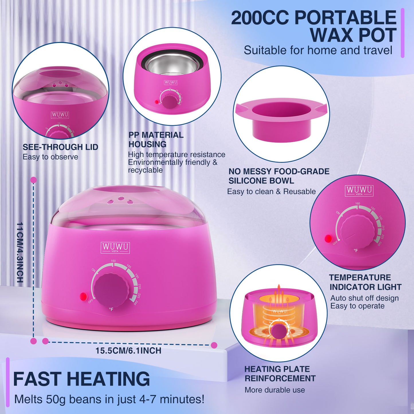Waxing Kit WUWUVISTA 23 Items Hair Removal With Wax Warmer