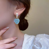 Love Is Full Of Peach Heart Earrings Temperament And High Sense - Swefashionstore