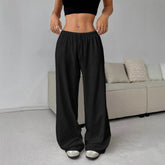 Trousers Elastic Waistband Lace-up Wide-leg Casual Pants - Swefashionstore