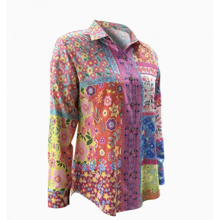 Fashion Casual Shirt Digital Printing Lapel Long Sleeve Shirt - Swefashionstore