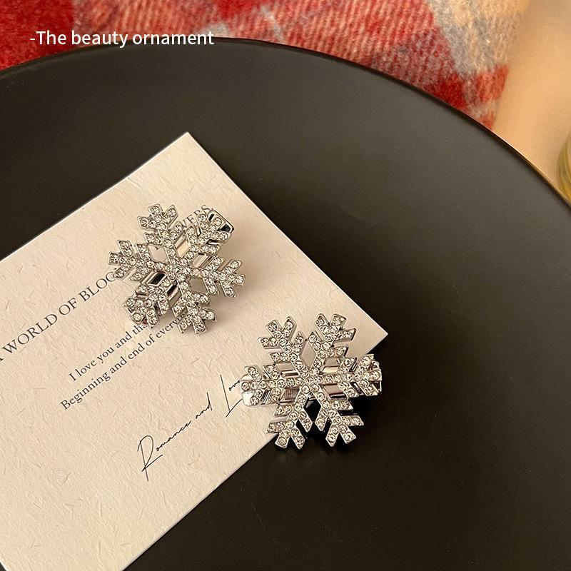 Cyrstal Snowflake Pearl Hair Clip Winter Girls Small Sweet Bobby Pins Women Fashion Retro Flower Hairside Headwear Accessories Hair Jewelry - Swefashionstore
