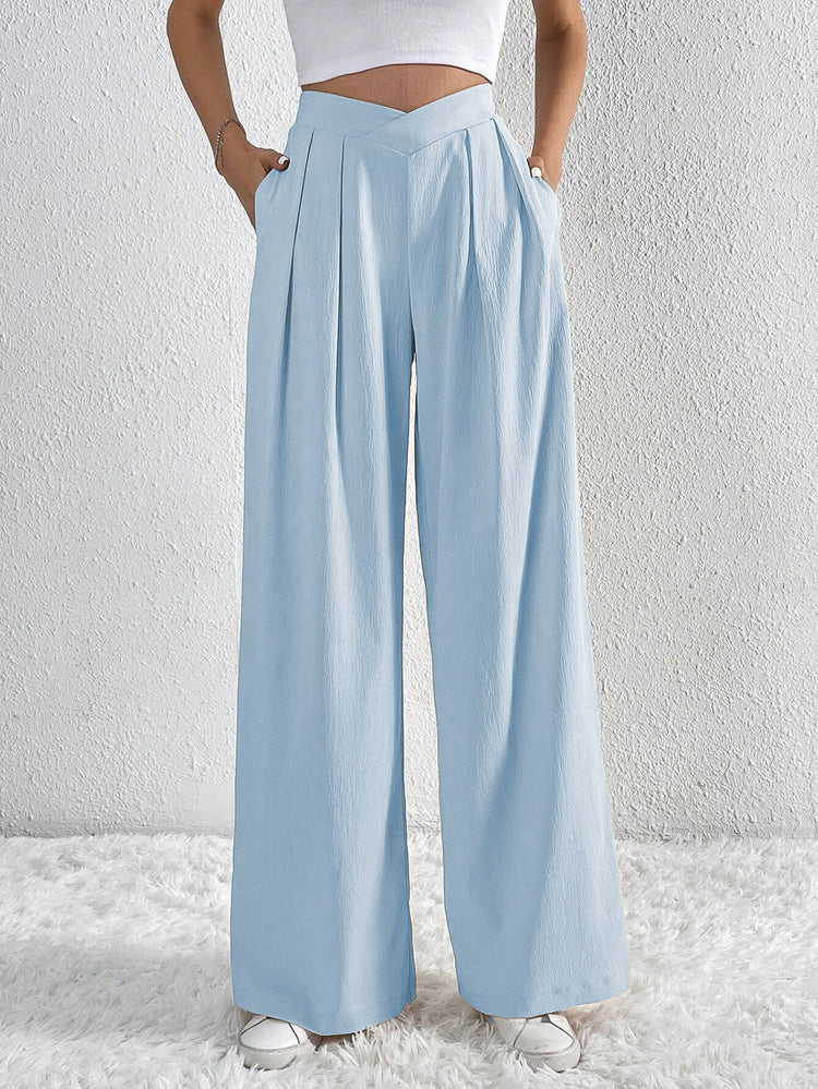 Summer New Solid Color Pleated Casual Wide-leg Pants - Swefashionstore
