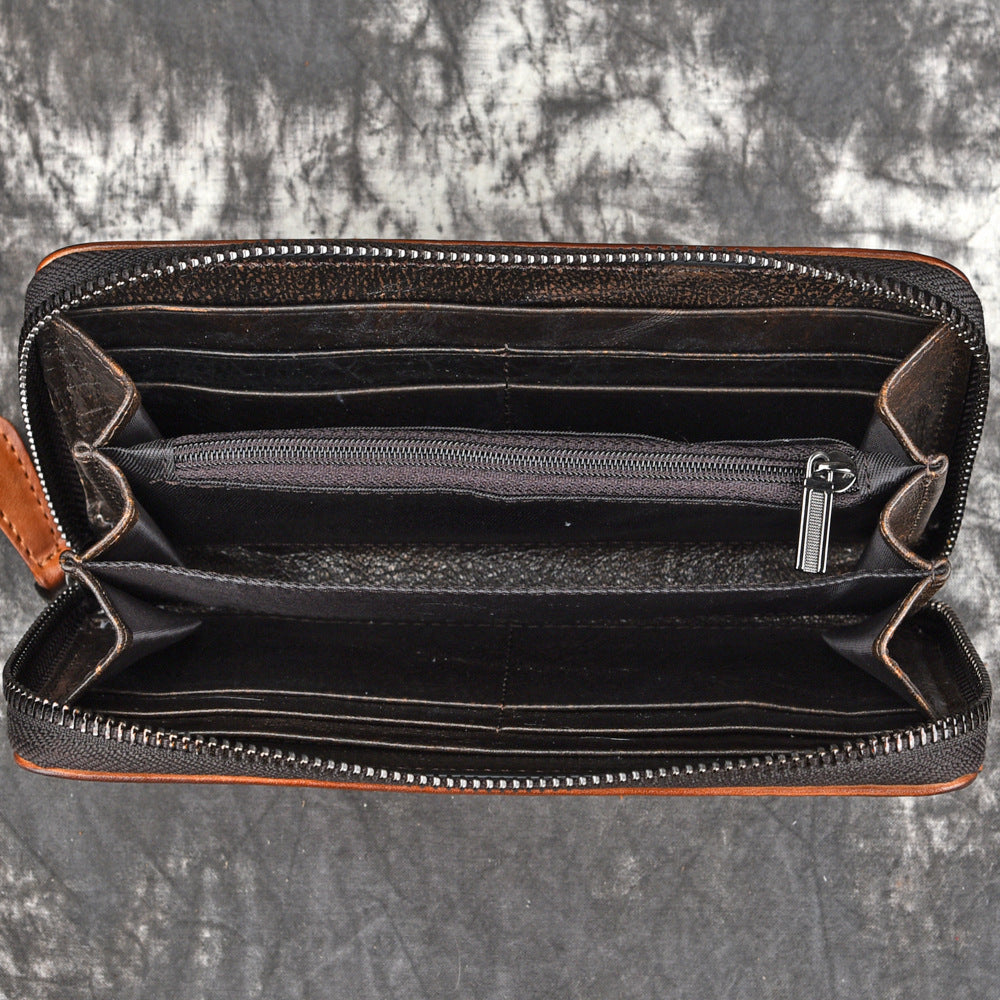 Europäische und amerikanische Clutch aus Leder mit mehreren Kartenfächern