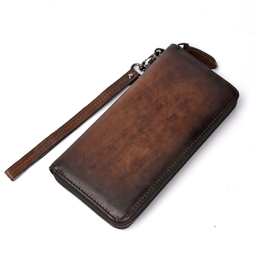 Europäische und amerikanische Clutch aus Leder mit mehreren Kartenfächern