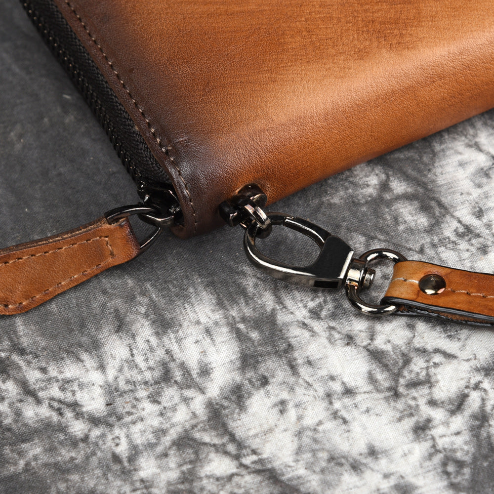 Europäische und amerikanische Clutch aus Leder mit mehreren Kartenfächern
