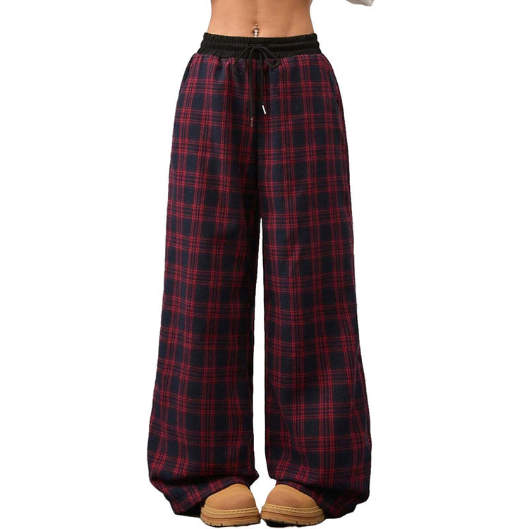 Retro Plaid Loose Casual Pants Fashion Sports Straight Pants - Swefashionstore