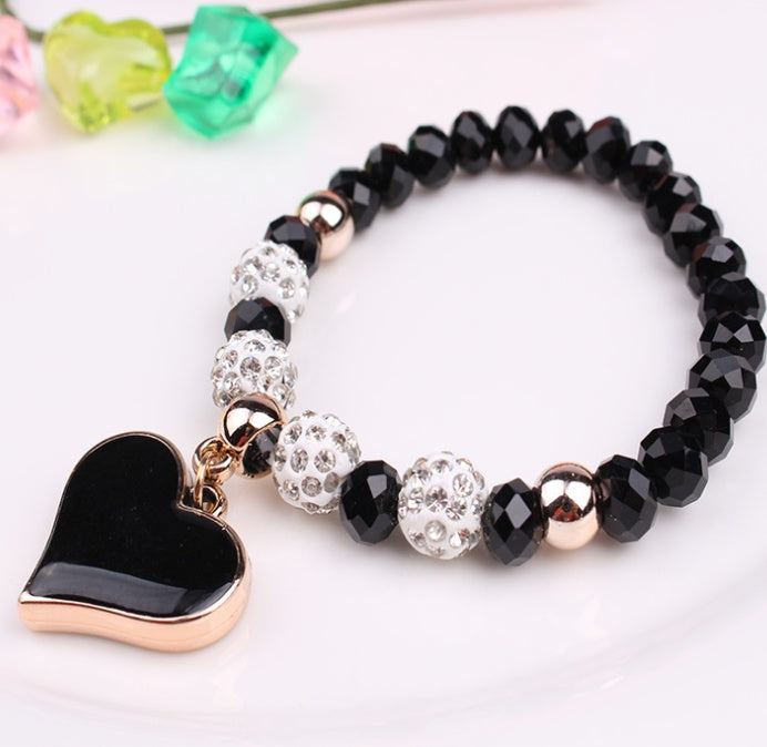 ELASTIC Crystal & Bangle HEART Bracelets