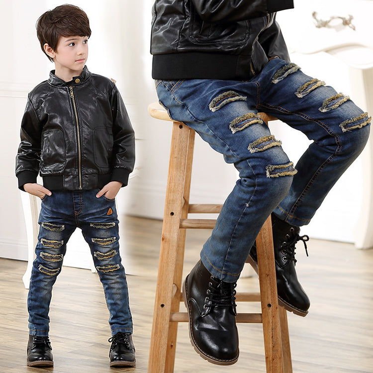 Denim Kids Boy jeans with soft treatment, enzyme wash tech - Swefashionstore