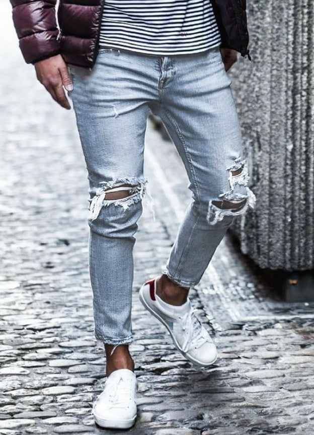 NEW Ripped SKINNY Jeans mens Streetwear - Swefashionstore