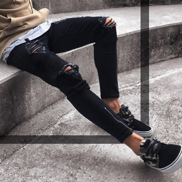 JEANS For Men Trousers Long BASIC Broken Clothes - Swefashionstore