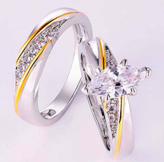 925 Sterling Silver Princess Cut White CZ Bridal Engagement Wedding Ring Set - Swefashionstore