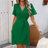 Summer V-neck Short-sleeved Dress - Swefashionstore