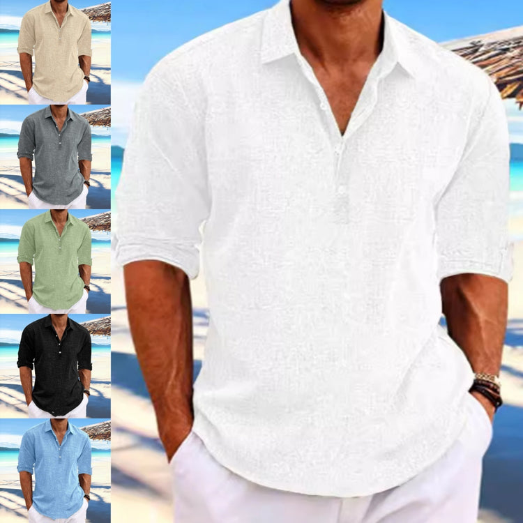 Long Sleeve Loose-Fit Solid Color Shirt - Swefashionstore