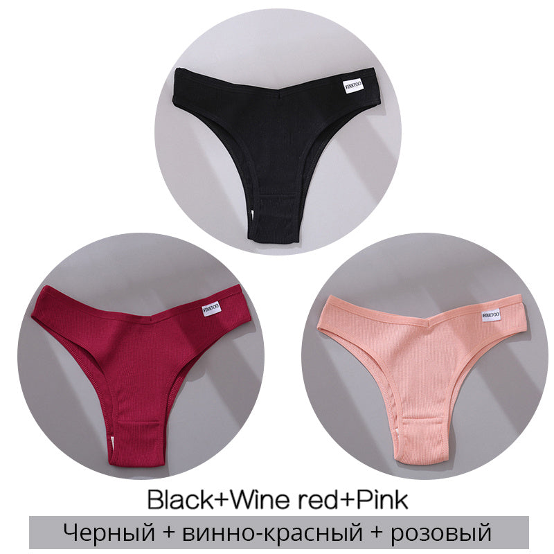 Bestseller 3Pcs Women Cotton-Thong Underwear - Swefashionstore