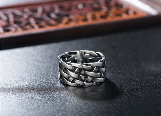Personalized Retro Woven Extra Wide Ring - Swefashionstore