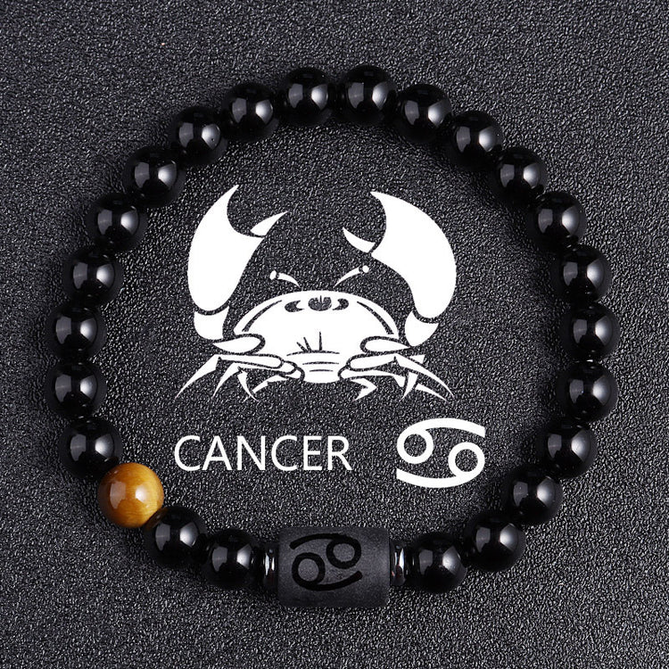 Twelve Constellation Black Glass Tiger-eye Bracelet - Swefashionstore
