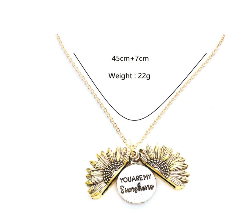 Sunflower Double Lettering Necklace - Swefashionstore