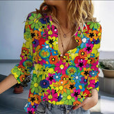 Fashion Casual Shirt Digital Printing Lapel Long Sleeve Shirt - Swefashionstore