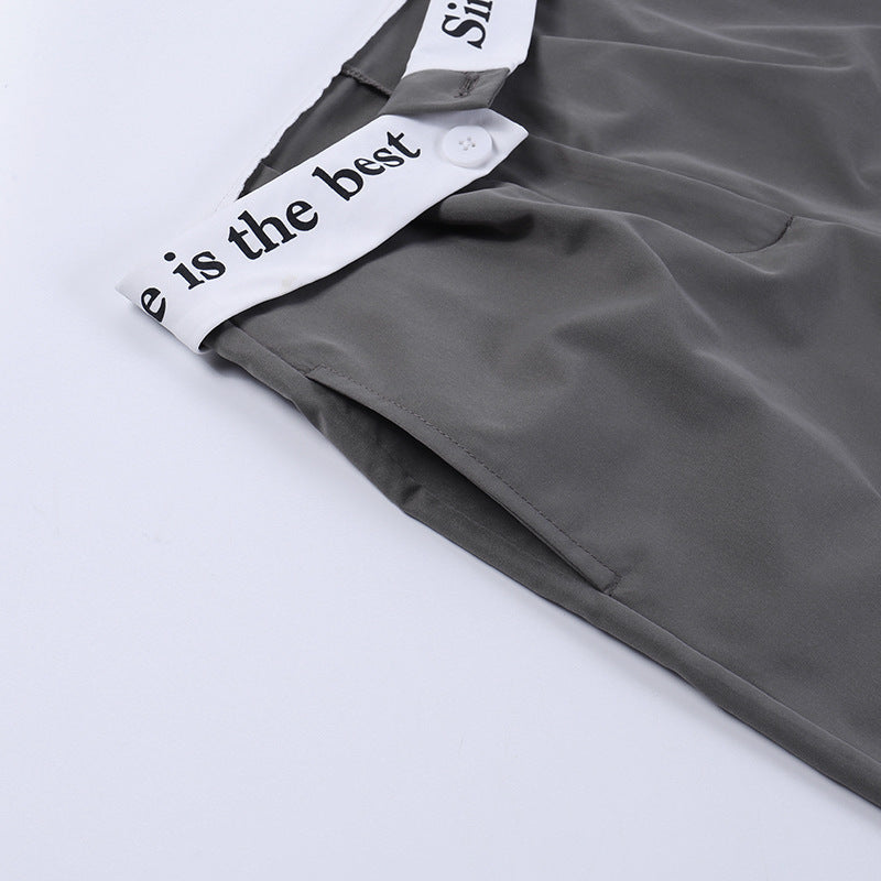 Knitted High Waist Contrast Color Loose Trousers - Swefashionstore