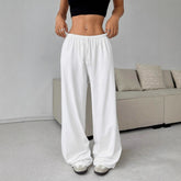 Trousers Elastic Waistband Lace-up Wide-leg Casual Pants - Swefashionstore