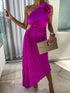 Ins Pleated One-shoulder With Big Rose Flower Fashionable Dress - Swefashionstore