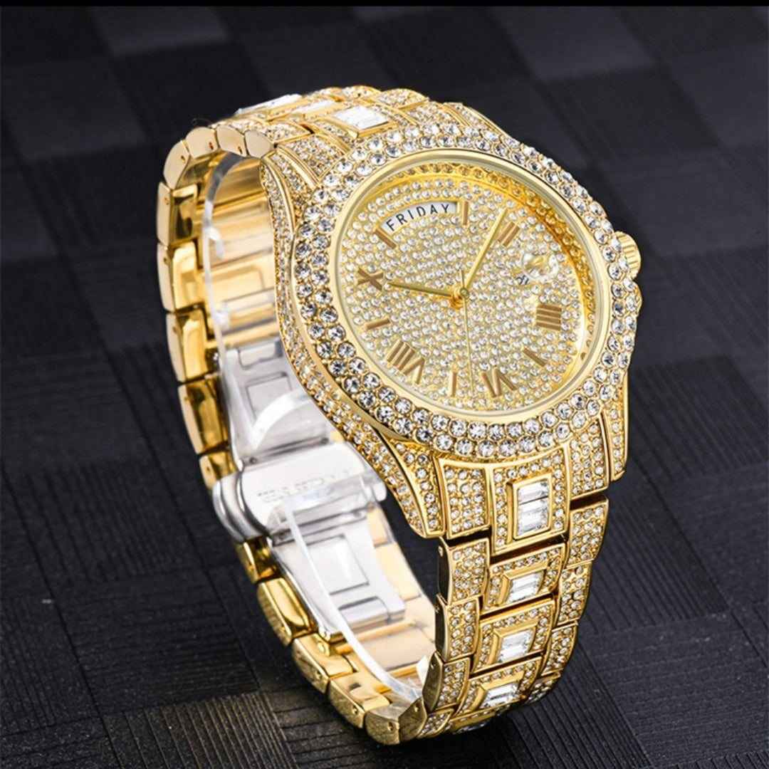Full Diamond Quartz Watch - Luxury Timepiece with Sparkling Elegance - Swefashionstore