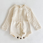 Girl Baby Knitted Hollow Waist Girdle Long Sleeves Harpy Dress Triangle - Swefashionstore