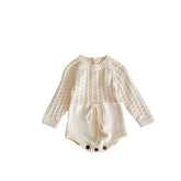 Girl Baby Knitted Hollow Waist Girdle Long Sleeves Harpy Dress Triangle - Swefashionstore