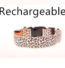 LED Dog Collar Safety Adjustable Nylon Leopard Pet Collar - Swefashionstore