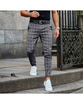 Plaid Print Pants Men&