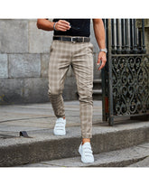 Plaid Print Pants Men&