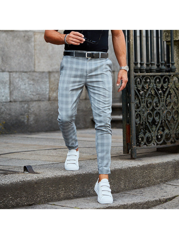 Plaid Print Pants Men&