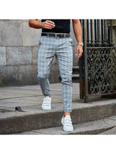 Plaid Print Pants Men&