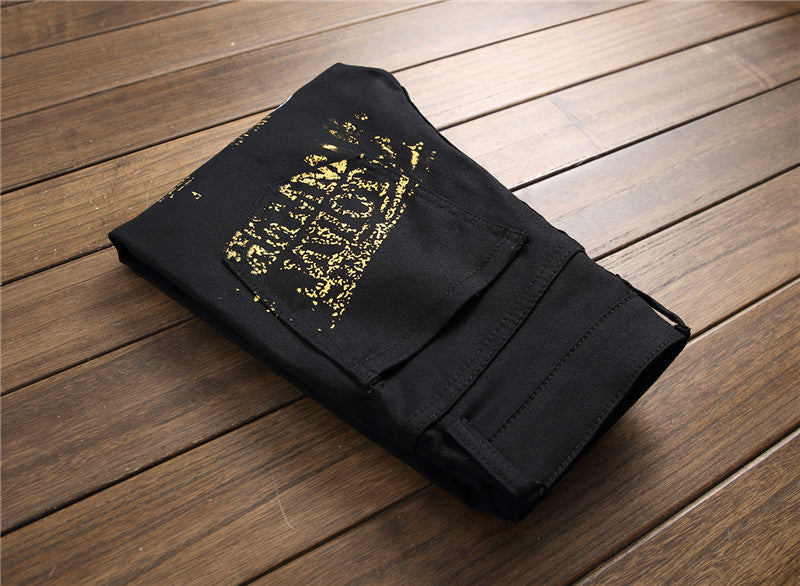 Jeans SLIM Graffiti Print PLUS SIZE Hose Herren