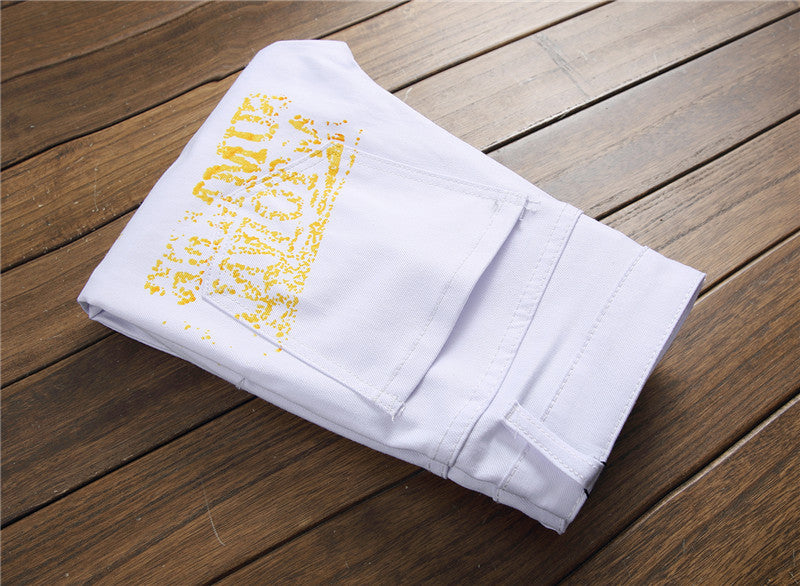 Jeans SLIM Graffiti Print PLUS SIZE Trousers Men - Swefashionstore